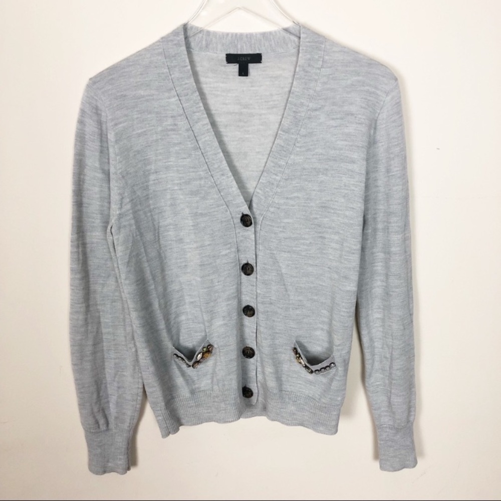 Embellished Jewel Grey J.Crew Cardigan